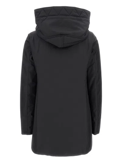 Fay Technical Gabardine Toggle Coat In Black