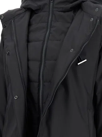 Fay Technical Gabardine Toggle Coat In Black