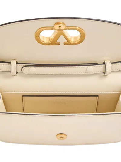 Valentino Small Leather Clutch With Adjustable Chain Strap In White