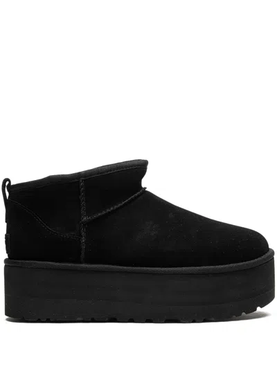 Ugg Classic Mini Platform Black Ankle Boots With Platform In Suede Woman In Black
