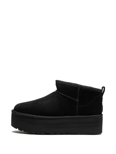 Ugg Classic Mini Platform Black Ankle Boots With Platform In Suede Woman In Black