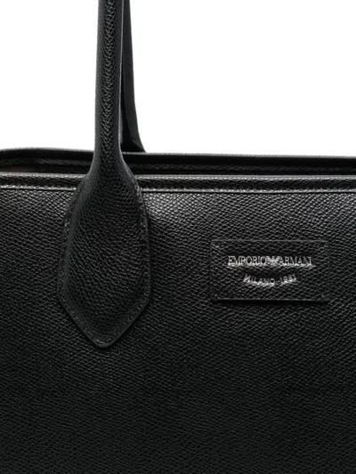 Emporio Armani Faux Leather Large Shopping Bag In Black