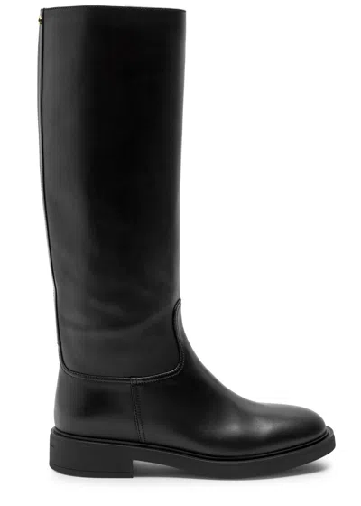 Gianvito Rossi High Leather Boots With Gold Back Detail In Black