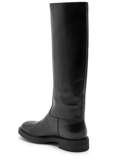 Gianvito Rossi High Leather Boots With Gold Back Detail In Black