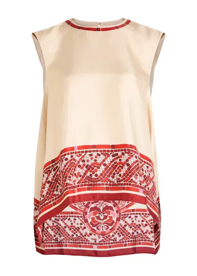 La Doublej La Double J San Carlo Printed Silk-twill Top In Multi