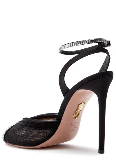 Aquazzura Be Mine 105 Crystal-embellished Faille Sandals In Black