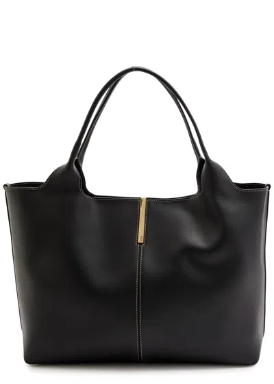 Tod's Medium Bag Shopping Contrast Stitching In Black