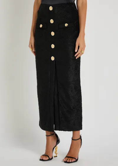 Balmain Jacquard-pattern Skirt In Black