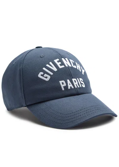 Givenchy Men Baseball Cap With Embroidered Logo In Blue