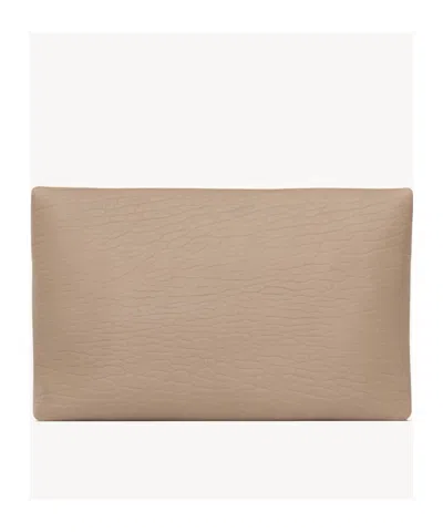 Saint Laurent Cassandre Large Envelope Pouch In Lambskin In Brown