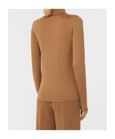 Max Mara Saluto Virgin Wool Turtleneck Sweater In Brown