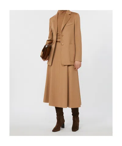 Max Mara Saluto Virgin Wool Turtleneck Sweater In Brown