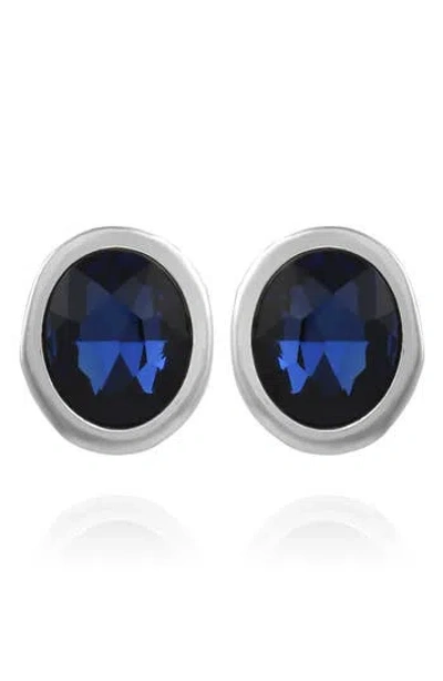 T Tahari Women's Oval Crystal Stud Earring In Blue