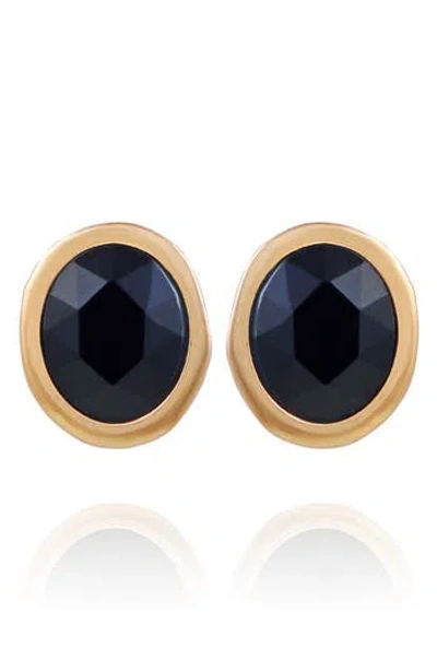 T Tahari Women's Oval Crystal Stud Earring In Black