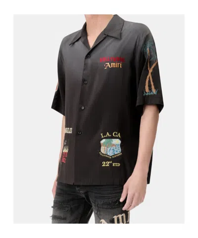 Amiri Embroidered-details Short-sleeve Shirt In Black