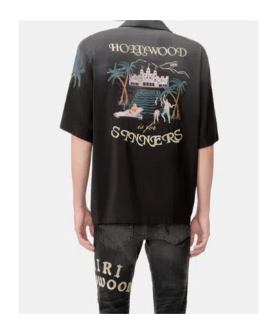 Amiri Embroidered-details Short-sleeve Shirt In Black