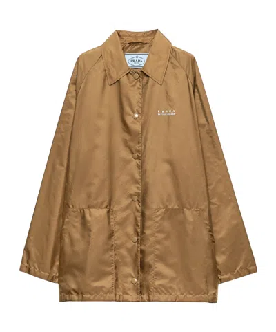 Prada Fleece-lined Re-nylon Jacket In Brown
