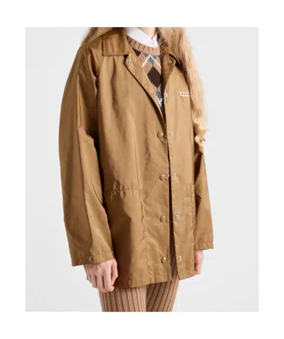 Prada Fleece-lined Re-nylon Jacket In Brown
