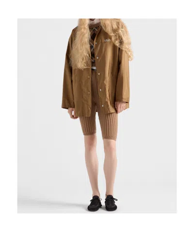 Prada Fleece-lined Re-nylon Jacket In Brown