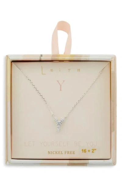 Leith Cubic Zirconia Initial Pendant Necklace In Silver