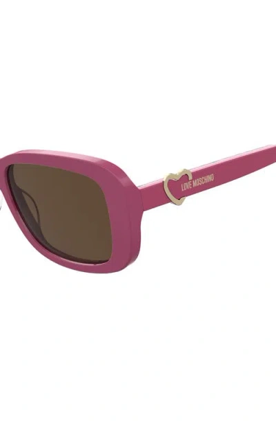 Love Moschino 55mm Rectangular Sunglasses In Pink