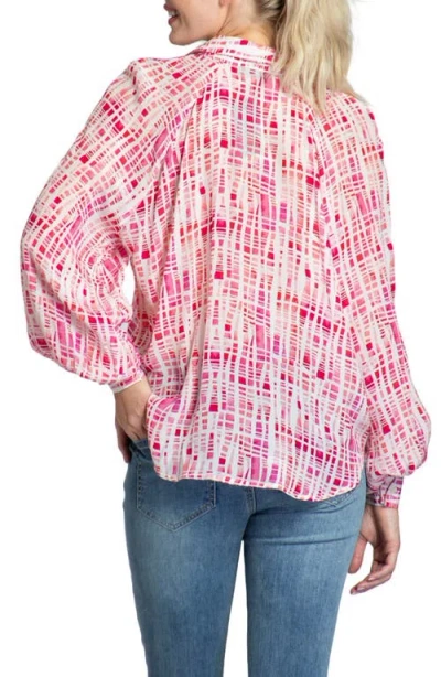 Apny Half-placket Pullover Blouse In Red