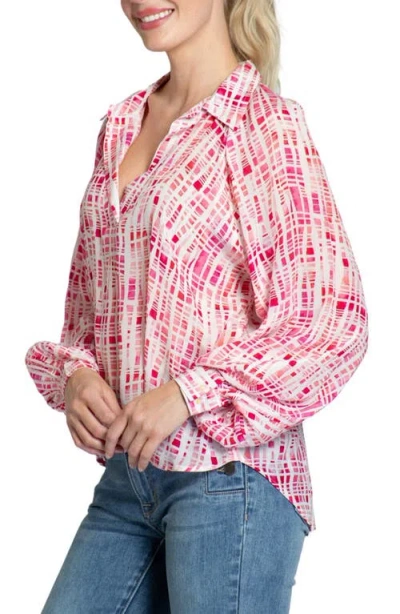 Apny Half-placket Pullover Blouse In Red