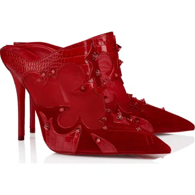 Christian Louboutin Mulatiag Suede Mesh Red Sole Mule Pumps In Red