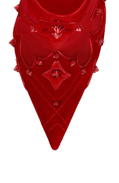 Christian Louboutin Mulatiag Suede Mesh Red Sole Mule Pumps In Red