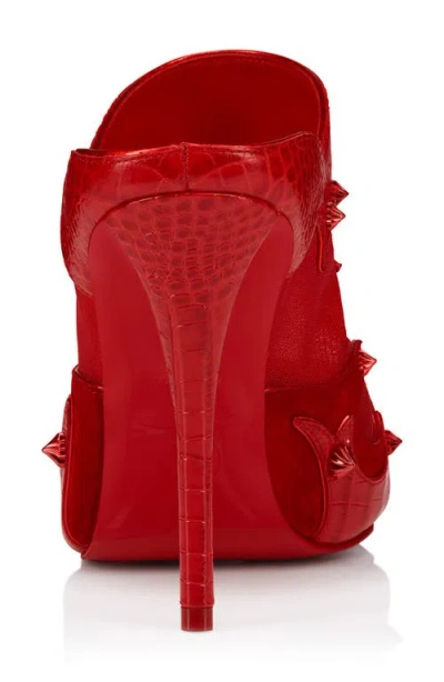 Christian Louboutin Mulatiag Suede Mesh Red Sole Mule Pumps In Red