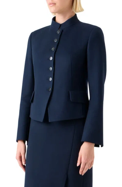 Akris Deva Wool Flannel Double-face Jacket In Blue