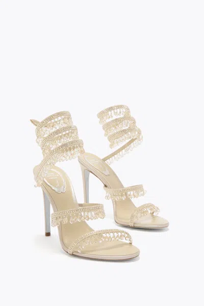 René Caovilla Rene Caovilla Womens Beige Chandelier 105 Crystal-embellished Leather Heeled Courts