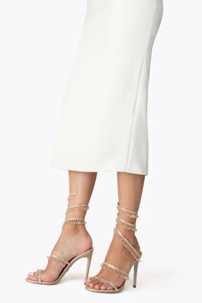 René Caovilla Rene Caovilla Womens Beige Chandelier 105 Crystal-embellished Leather Heeled Courts