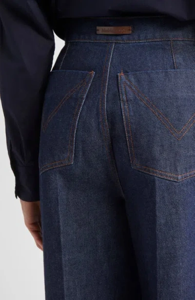 Max Mara Wide Leg Denim Trousers Featuring Pockets In Blue