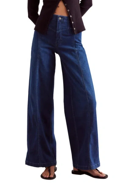 Free People Libre Wide Leg Jeans In Lock And Key In Blue