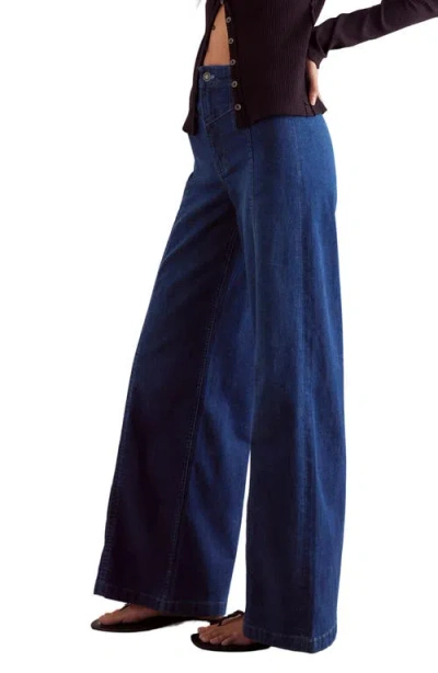 Free People Libre Wide Leg Jeans In Lock And Key In Blue