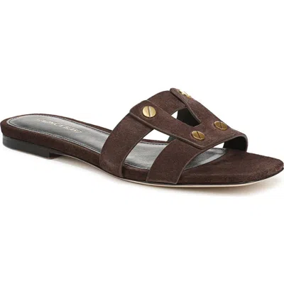 Veronica Beard Via Suede Slides In Brown
