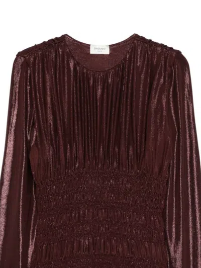 Saint Laurent Dresses In Burgundy