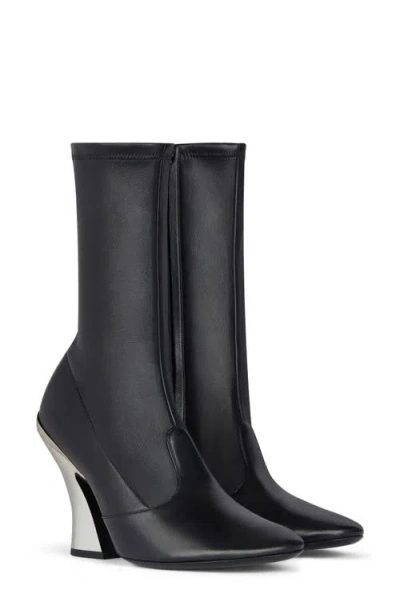 Givenchy Leather Metallic Sculpted-heel Ankle Booties In Black