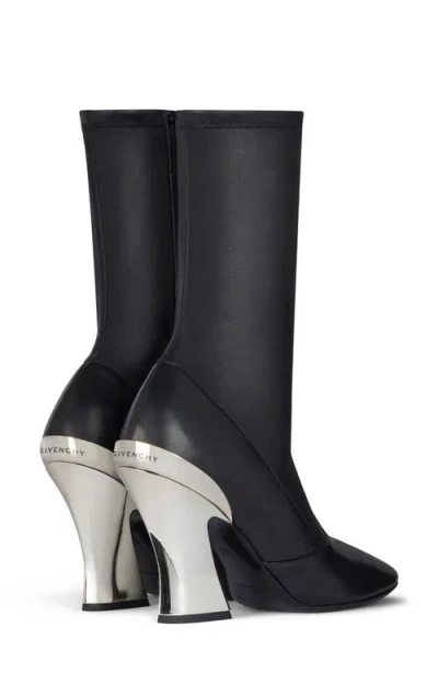 Givenchy Leather Metallic Sculpted-heel Ankle Booties In Black