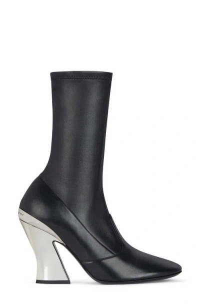 Givenchy Leather Metallic Sculpted-heel Ankle Booties In Black