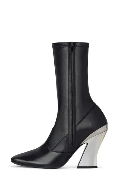 Givenchy Leather Metallic Sculpted-heel Ankle Booties In Black