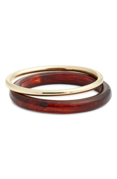 Nordstrom Set Of 2 Resin & Metal Bangles In Multi