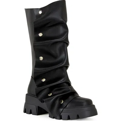 Azalea Wang Sybel Platform Lug Sole Boot In Black