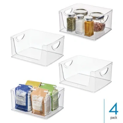 Basic Stackable Open-front Storage Bins With Handles For Kitchen And Pantry In Transparent