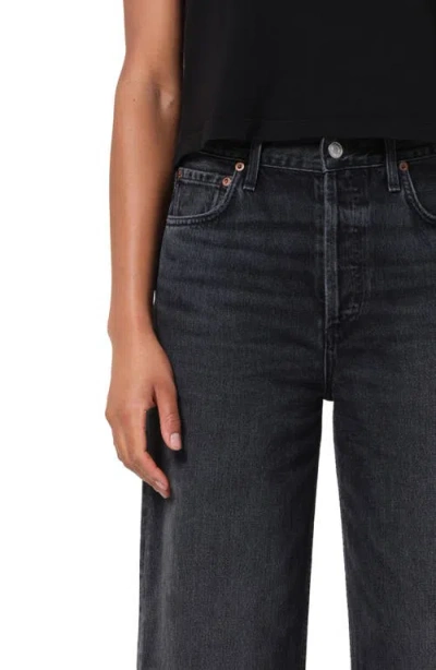 Agolde Ren High Waist Ankle Wide Leg Jeans In Black