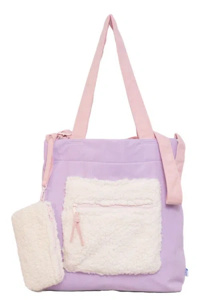 Mimish Kids' Colorblock Corduroy & Faux Shearling Tote