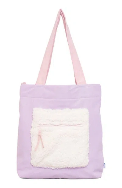 Mimish Kids' Colorblock Corduroy & Faux Shearling Tote