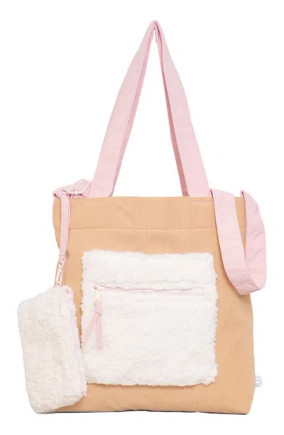 Mimish Kids' Colorblock Corduroy & Faux Shearling Tote