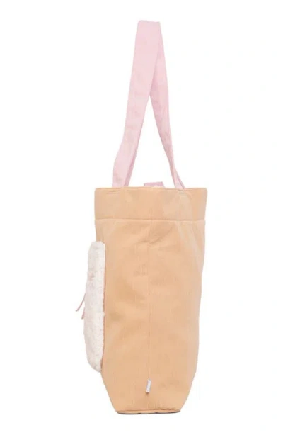 Mimish Kids' Colorblock Corduroy & Faux Shearling Tote